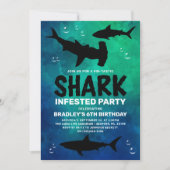 Invitation Requin infesté n'importe quel âge fête d'anniversa (Devant)