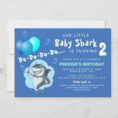 Invitation Requin mignon | Anniversaire Ballons Bleus (Devant)