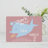 Invitation Requin mignon géométrique Poisson Anniversaire de (Debout devant)
