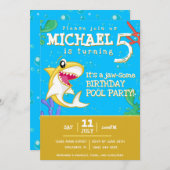 Invitation Requin Océan Enfants Jaune N'importe quel âge Anni (Devant / Derrière)