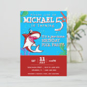 Invitation Requin Océan Enfants Rouge N'importe quel âge Anni (Debout devant)