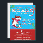 Invitation Requin Océan Enfants Rouge N'importe quel âge Anni<br><div class="desc">Attaque de requin ! Es-tu prêt pour une fête d'anniversaire à la mâchoire ? Si votre enfant a cinq ans et qu'il est temps de fêter son 5e anniversaire, alors c'est le design parfait. Voulez-vous célébrer en style ? Ce caricature de requin rouge est prêt à faire la fête sous...</div>