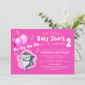 Invitation Requin Rose Mignon | Anniversaire Ballons Roses (Debout devant)