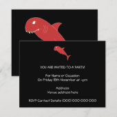 Invitation Requin rouge sur Noir. (Devant / Derrière)