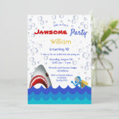 Invitation Requin sous la mer 10e anniversaire garçon de fête (Debout devant)