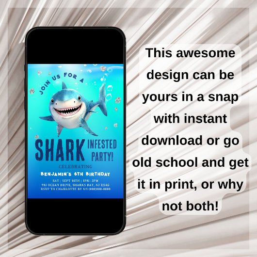 Invitation Requin sous la mer Anniversaire