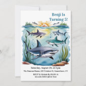 Invitation Requin sous la mer Garçon Anniversaire (Devant)