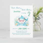 Invitation Requin sous la mer Tout âge fête d'anniversaire (Debout devant)