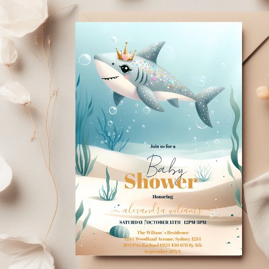 Invitation Requin Sous Le Baby shower Marin