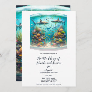 Invitation Requins et poissons Aquatic Aquarium Mariage