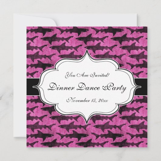 Invitation Requins filles rose chaud (Dos)