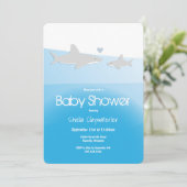 Invitation Requins mignons et Baby shower vertical océanique (Debout devant)