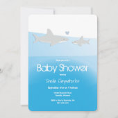 Invitation Requins mignons et Baby shower vertical océanique (Devant)