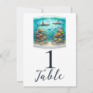 Invitation Requins & Poisson Aquarelle Aquatique Mariage 