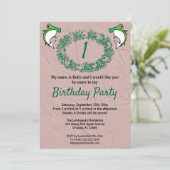 Invitation Requins verts et couronne Rose 1er anniversaire (Debout devant)