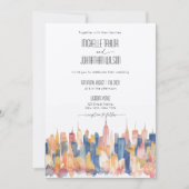 Invitation Rero New York City Destination Mariage Aquarelle (Devant)