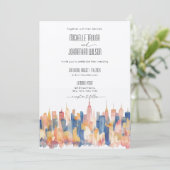 Invitation Rero New York City Destination Mariage Aquarelle (Debout devant)