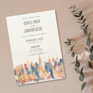 Invitation Rero New York City Destination Mariage Aquarelle