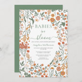 Invitation Reseda Fleurs sauvages vertes Frame Baby in Bloom (Devant / Derrière)