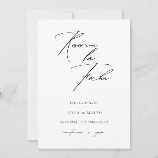 Invitation Réservation de la date écrite à la main en espagno (Devant)