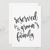 Invitation Réservé à la famille du marié Panneau de signalis (Devant / Derrière)