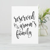 Invitation Réservé à la famille du marié  Panneau de signe ab (Debout devant)