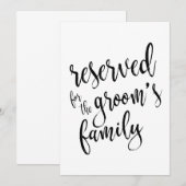 Invitation Réservé à la famille du marié  Panneau de signe ab (Devant / Derrière)