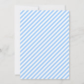 Invitation Réserver bébé douche bleu, blanc rayé motif (Dos)