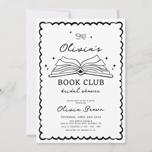 Invitation Réserver Club Fête des mariées rétro tirée main (Devant)