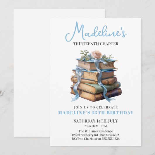 Invitation Réserver Fille Anniversaire (Devant / Derrière)