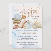 Invitation Réserver thème Automne Citrouille bleu Baby shower (Devant)