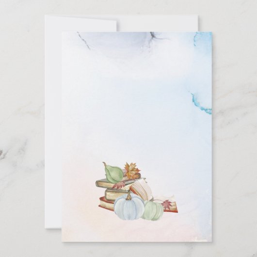 Invitation Réserver thème Automne Citrouille bleu Baby shower (Dos)