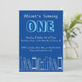 Invitation Réserver Thème Premier Anniversaire Fête Invitatio (Debout devant)