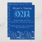 Invitation Réserver Thème Premier Anniversaire Fête Invitatio (Devant / Derrière)