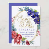 Invitation Réservez la date | Happiness Watercolor Floral (Devant / Derrière)