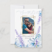 Invitation RÉSERVEZ LA DATE | Lavande d'aquarelle - bleu pous (Devant)