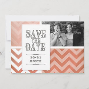 Invitation Réservez la date - Photo en ombre à rayure chevron