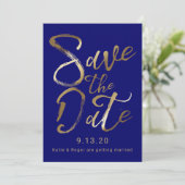 Invitation Réservez la date | Planche d'or (Debout devant)