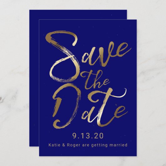 Invitation Réservez la date | Planche d'or (Devant / Derrière)