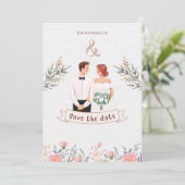 Invitation Réservez la date pour le mariage de (Debout devant)