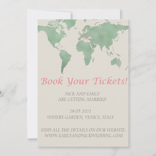 Invitation Réservez vos billets, il est temps pour un mariage (Devant)