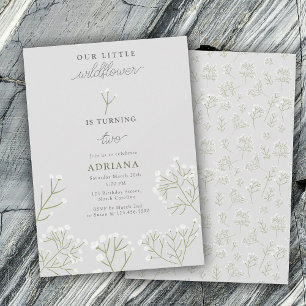 Invitation Respiration de bébé Aquarelle Gypsophila Fille Ann