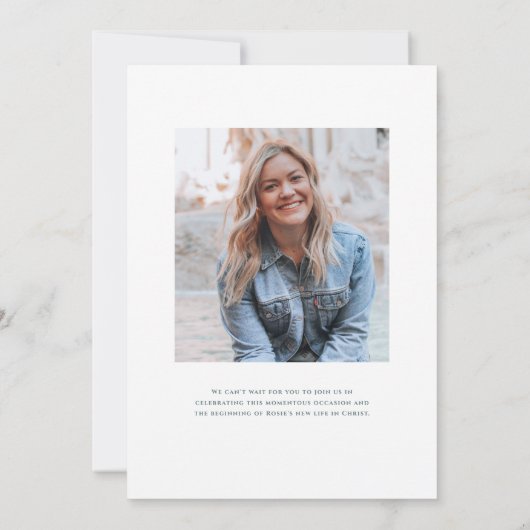 Invitation Respiration de Bébé Baptême Élégant (Dos)