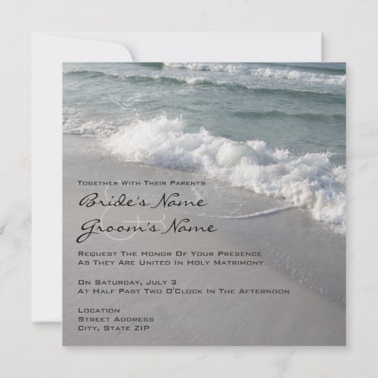 Invitation Ressacs et sable de mariage de plage (Dos)