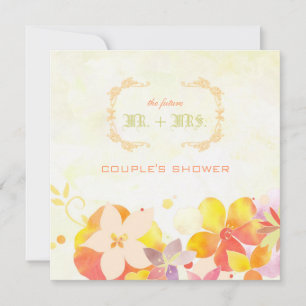 Invitation Ressort Aquarelle Florale Mariage Douche Couple