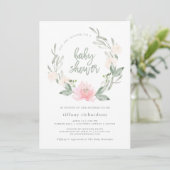 Invitation Ressort | Baby shower floral aquarelle (Debout devant)