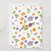Invitation Ressort Boho violet orange Floral douche nuptiale (Dos)