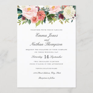 Invitation Ressort Botanique Aquarelle Mariage Floral