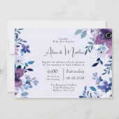 Invitation Ressort chic peint violet et Turquoise Mariage de (Devant)