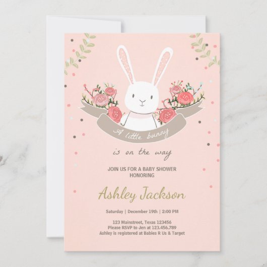 Invitation Ressort de lapin d'invitation de baby shower de (Devant)